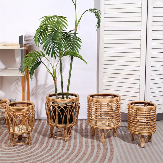 Floor Flower Stand, Heavy Pots Stable Rattan Basket, Smooth Surface Flower Stand for Indoor Outdoor Balcony