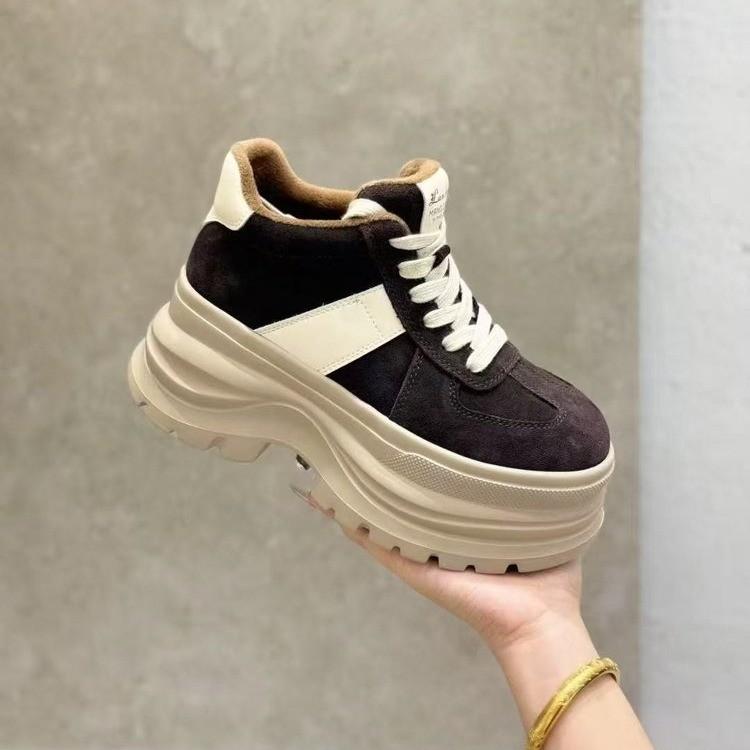 [Fanfna] Retro Platform German Training Shoes Women's 2025 Autumn New Muffin Bottom Color Matching Lace-up Casual Sports Shoes