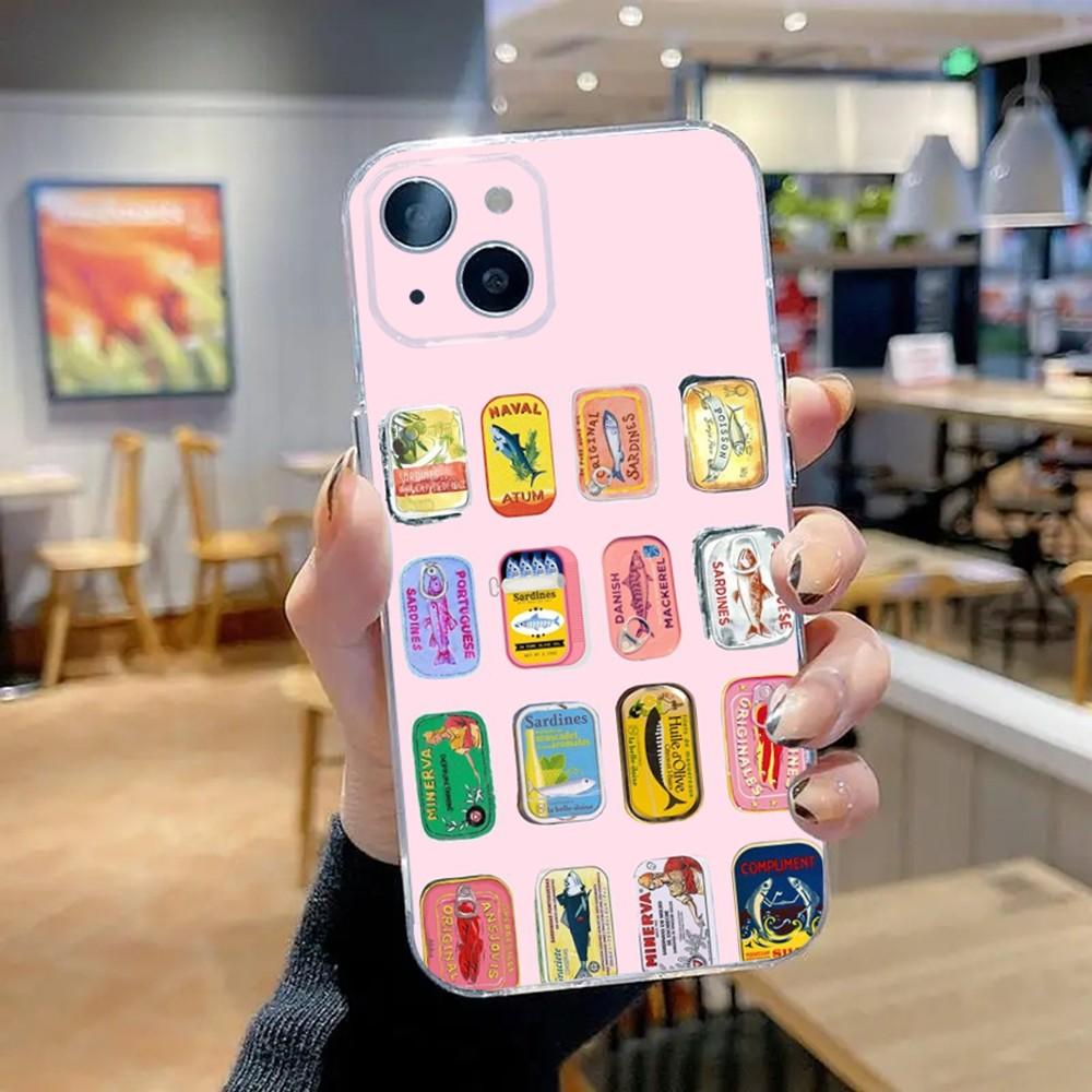 Funny Sardines Phone Case For iPhone 16 15 14 13 12 11 Pro Max Mini X XS SE 7 8 Plus 16E Shockproof Non-Slip Silicone Soft Cover