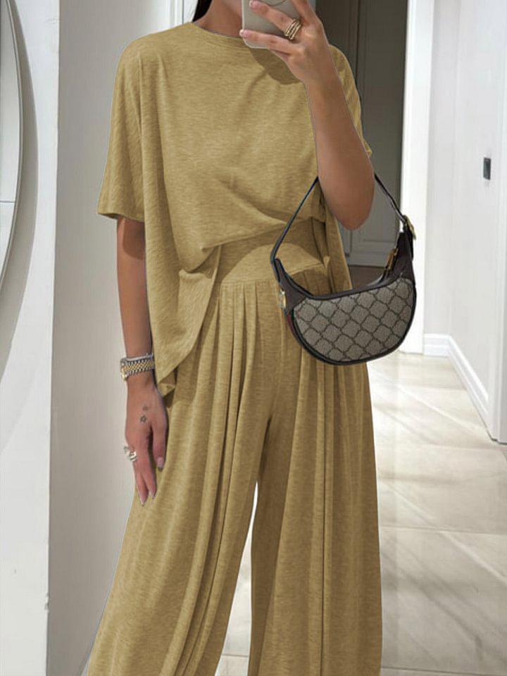 

Женский драпирующийся брючный костюм из двух предметов на 2025 год - Профессиональный повседневный свободный крой однотонных цветов M хаки