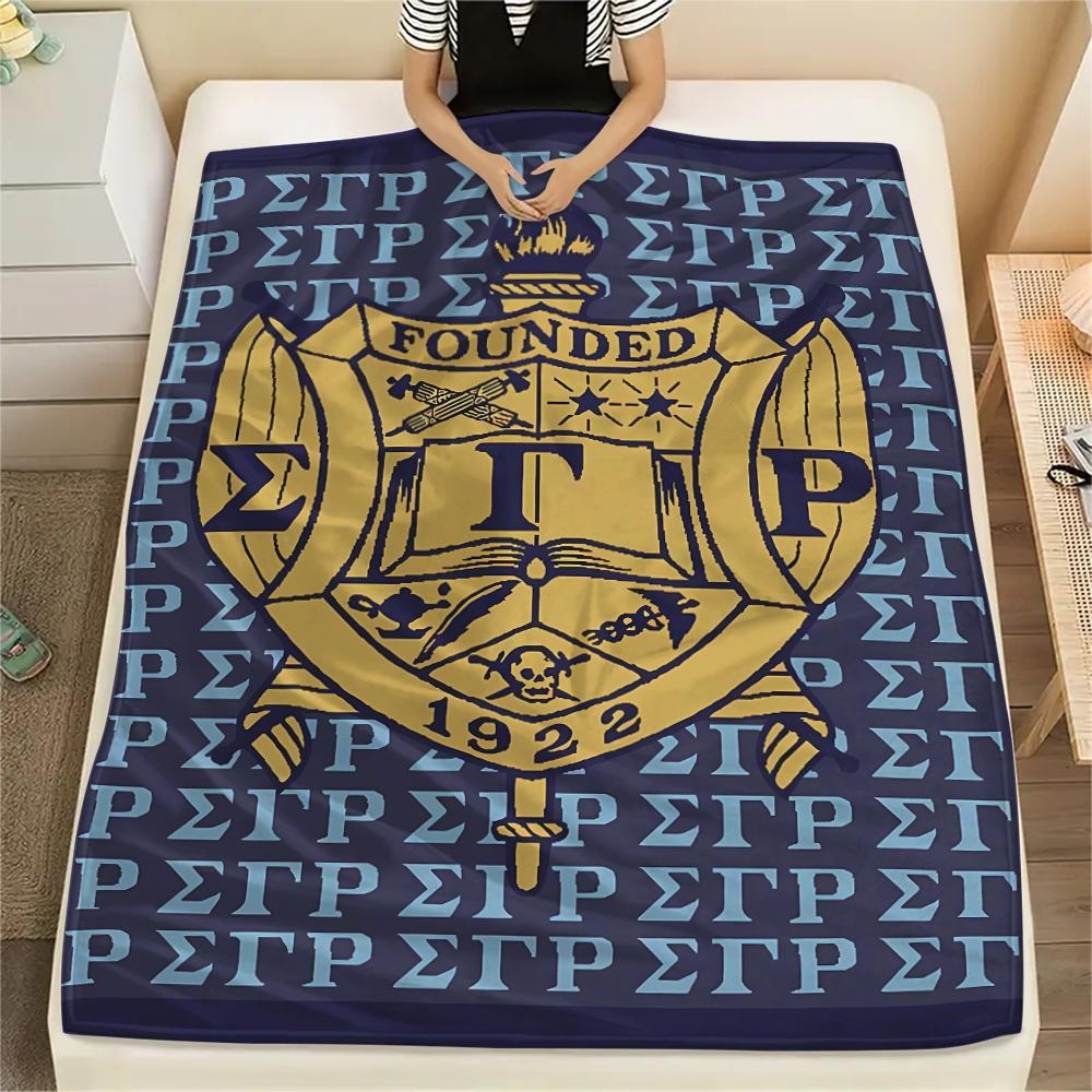 1Pc Sigma Gamma Rho Print Flannel Blanket, High quality Comfortable for All Seasons, Home Decor, Warmth and Comfort, Perfect for Gifts