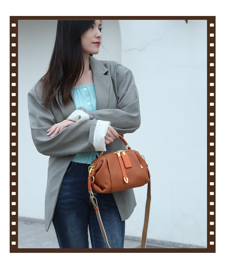 Damen Echtleder Boston Tasche – Stilvolle Farbblock Crossbody Handtasche & Tote