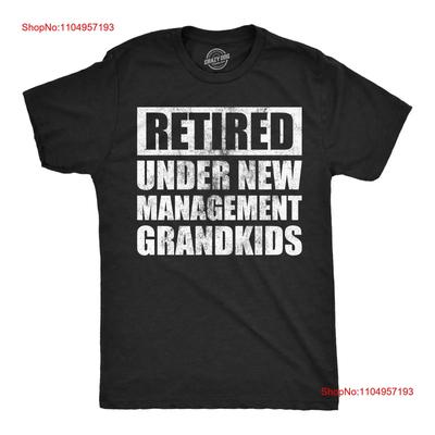 Mens Funny T Shirt Retired Under New Management Grandkids Sarcastic  Vintage Washed Fashion Stretched Comfortable Stylish