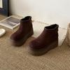 New Korean Version of Fashionable Versatile Thick-soled Heightening Snow Boots Women's Winter Velvet Warm Heightening Leather Short Boots