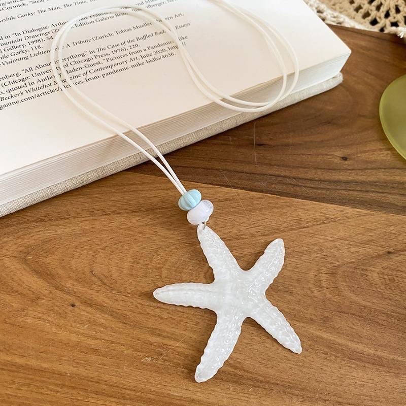 Holiday Island~ Dopamine Resin Starfish Necklace Simple and Stylish Clavicle Chain Small Fresh Holiday Sweater Chain