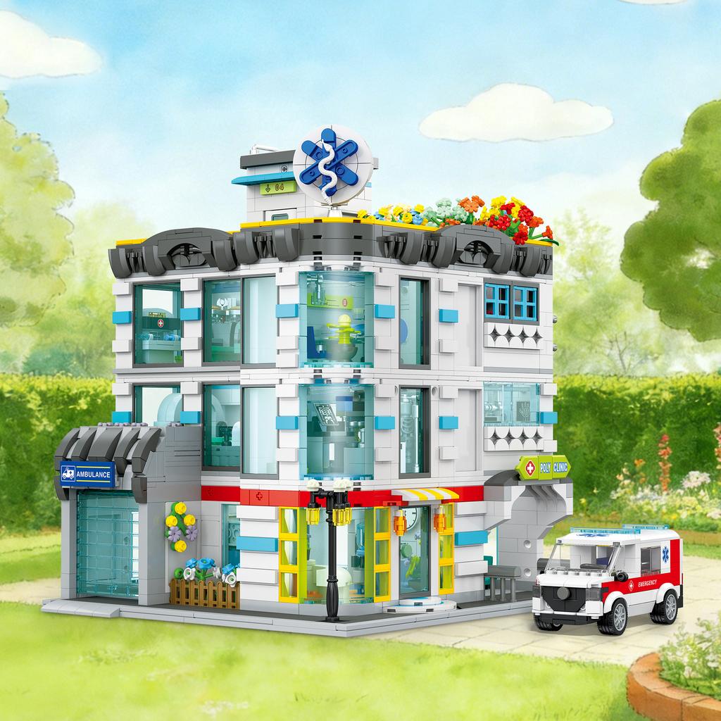 City Large-Scale Building Street Scene Series With Lights Building Blocks Set, Desktop Ornament, Toy Decoration, Birthday Gift