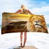 Soft Multipurpose Towel African Animal Lion, Bathroom Beach Towel Sand Proof Swimming Bath Pool Towel for Home Swim Spa Gym