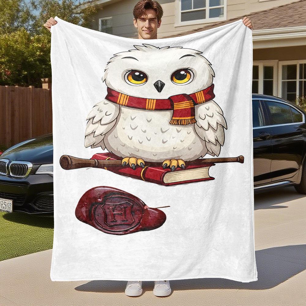 1pc Hogwarts Owl Delivery Outdoor Flannel Throw Blanket All Season Soft Warmth,Home Decor 1031187