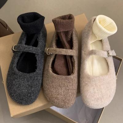 Modische Mary Janes Damen Flats Runde Zehenpartie Ballerinas Frühling und Herbst Neuer Modestil Bequeme Schnallenriemen Damenschuhe