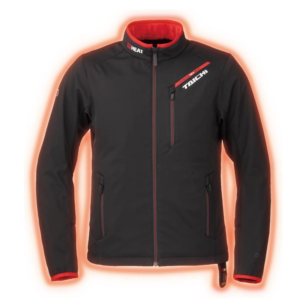 TAICHI RS e-HEAT Motorcycle Heated Inner Jacket, Autumn/Winter, Windproof, Cold-Proof, Warm, 3-Level Temperature Control, RSU637 BLACK/RED, 2BL Wide