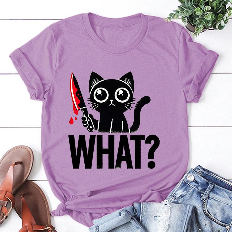 New Cat What Printed T Shirt Women Men Teens Fashion Hip Hop Harajuku Casual Short Sleeve Tops Tees