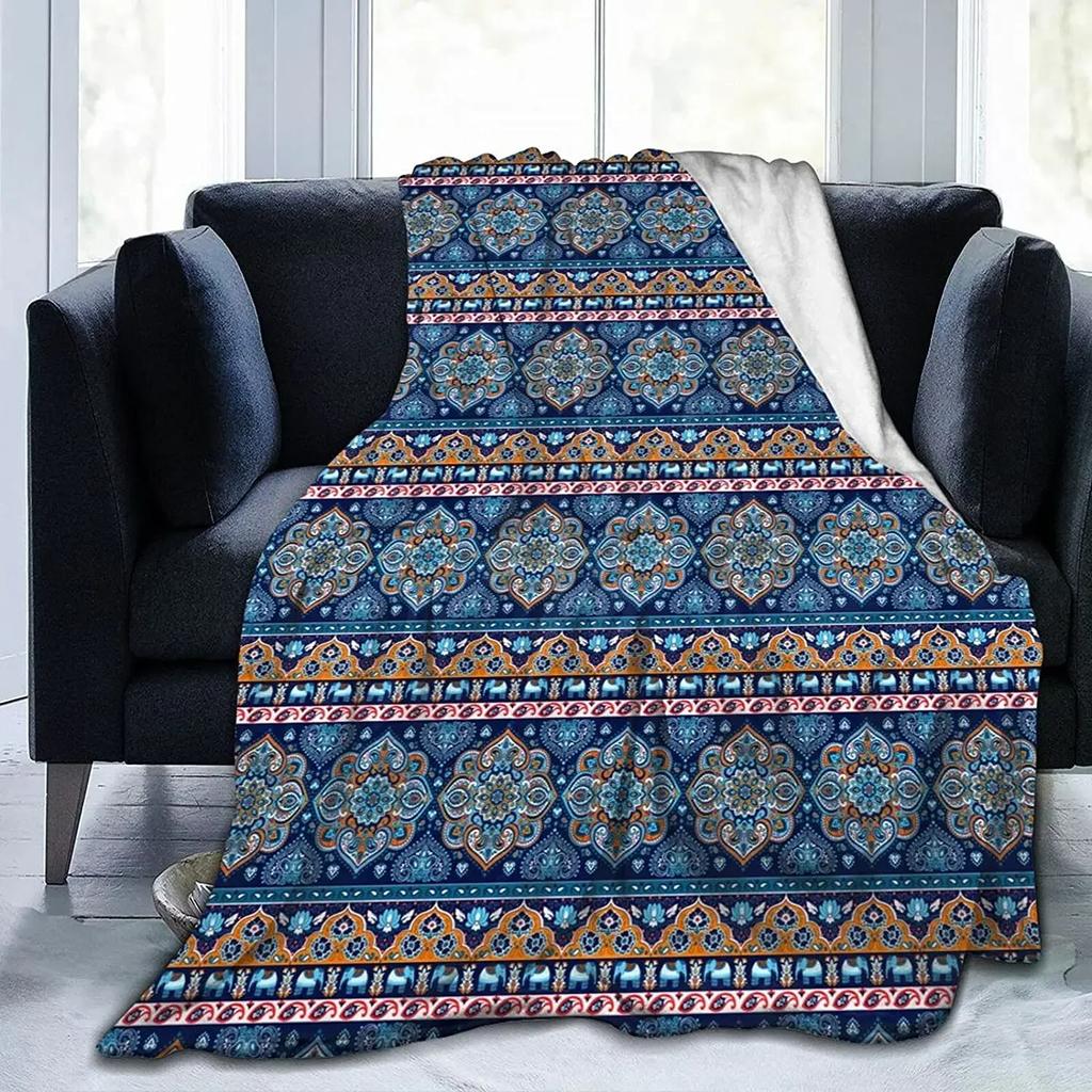 Flannel Luxury Throw Blanket Bohemian Mandala Floral Galaxy Geometric Art Print Lightweight Warm Soft Cozy for Couch Sofa Bed
