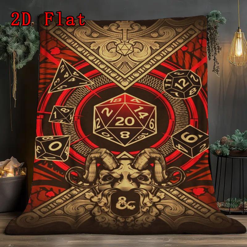 Dungeon Red Die 2D Flat Pattern Flannel Blanket High quality All Seasons Warmth and Comfort Perfect for Christmas Gifts.MMT0918170
