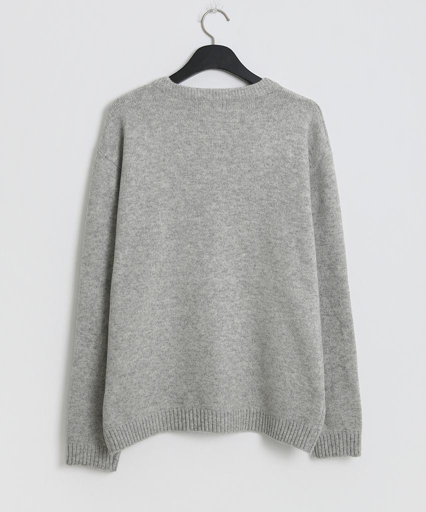 Seuteulaikeu Fine Blend Classic Crew Neck Knit (Light Grey)