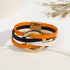 ALLYES Modisches Hohlkreis Wickel Lederarmband für Damen Gothic Punk Mehrlagige Orange Schwarze Armbänder Party Schmuck Geschenke
