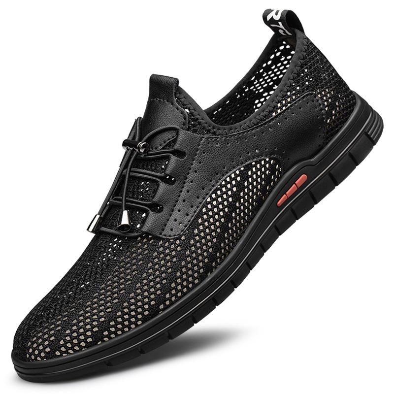 2026 Men's Breathable Lace-up Flyknit Sports Shoes, Lightweight and Hollow Mesh, Large Size Available