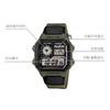 CASIO Small Block Quartz Movement Canvas Strap Watch Men's Watches Black Dial (Unisex) Japanese Korean Watches AE 1200WHB 3B
