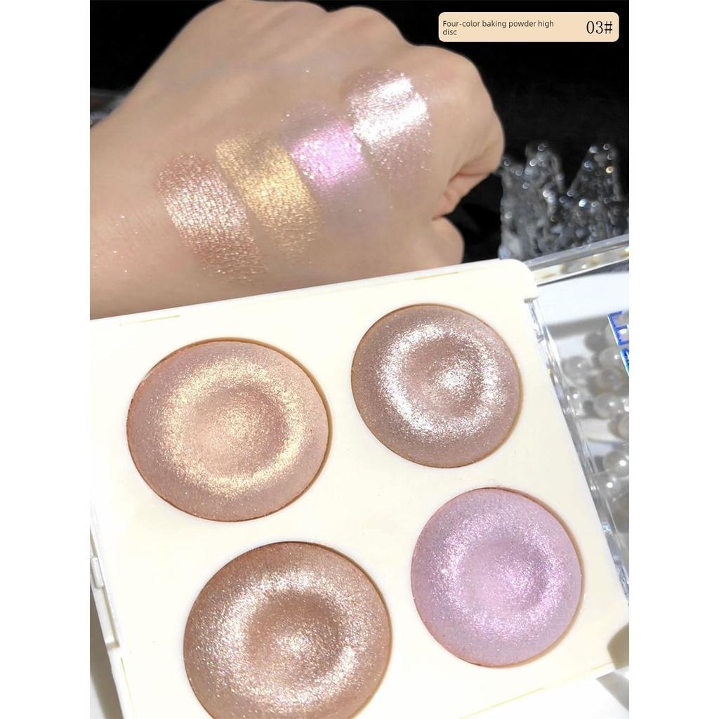Four-Color Baked Powder Highlight Ginger Thin and Glittering Nose Face Brightening Three-Dimensional Repair Blush Makeup Palette Sparkling Eye Shadow