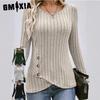 Women's Fashion Casual Solid Color Print Long Sleeve O Neck Blouses & Shirts