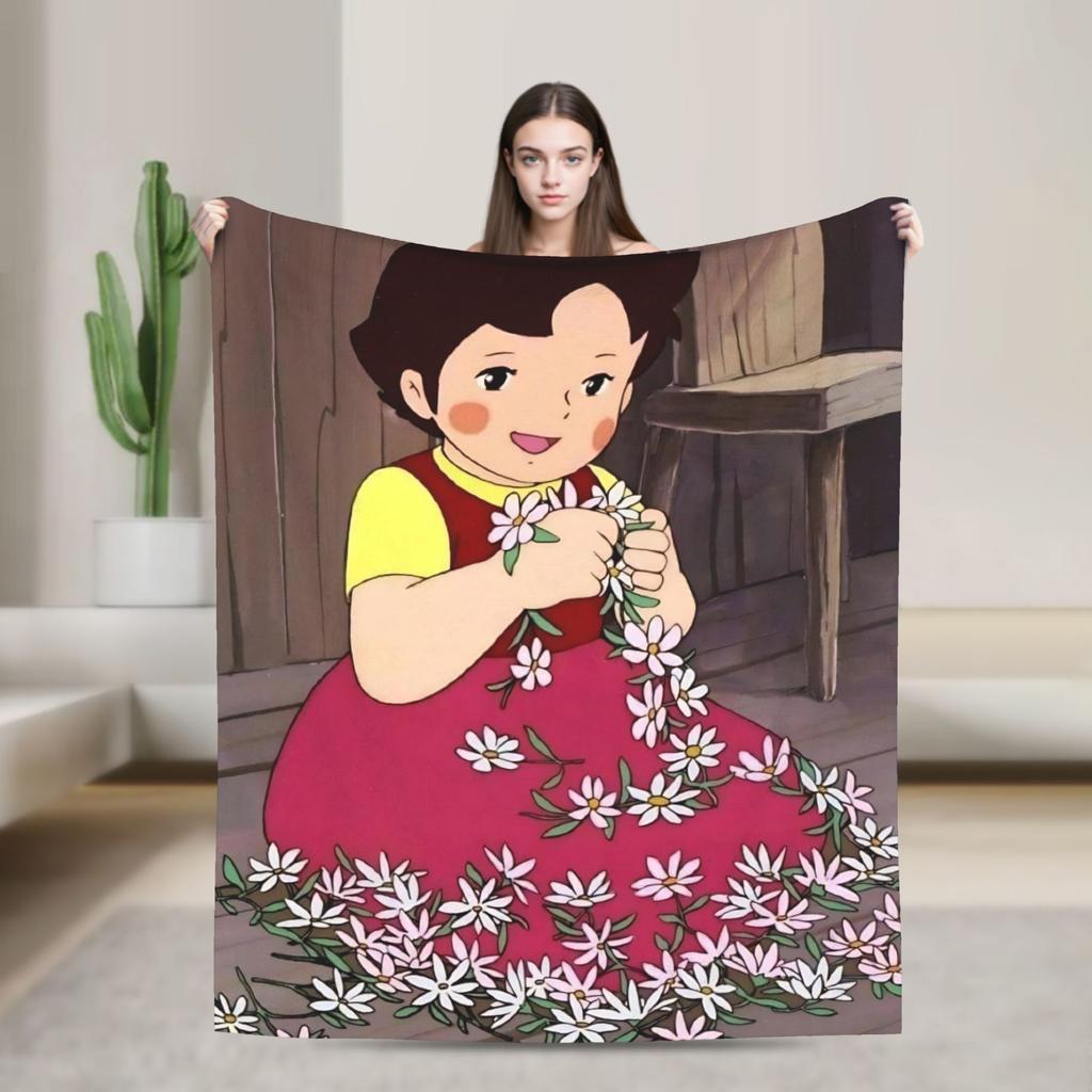 Heidi, Mädchen der Berge Decke Warmes bedrucktes Plüsch-Kuscheldecke für Wohnzimmer Picknick Flanell Bettüberwurf Bettbezug