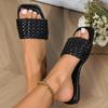 Fashion Women Casual Open-toe Slides Flat Luxury Decor Weave Design Sandals Fashion Vacation Party Sexy Elegant Office-Ladies Slippers