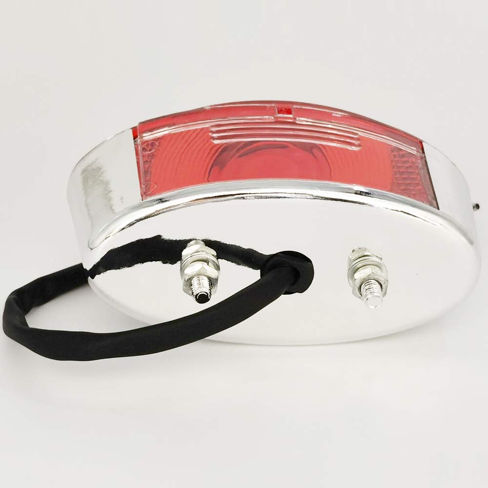 ZSADZS LED Black Cat Eye License Plate Light Tail Light Brake Light Harley David Cendana Glide Fat Bob (Silver)