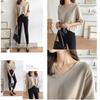 Summer Knit Short Sleeve Loose Cut and Fashionable Summer Beautiful Coordination [ANCKDOCE] Women's T-Shirt, V-Neck, Fit, Sewn, Clothes, Tops, (White)