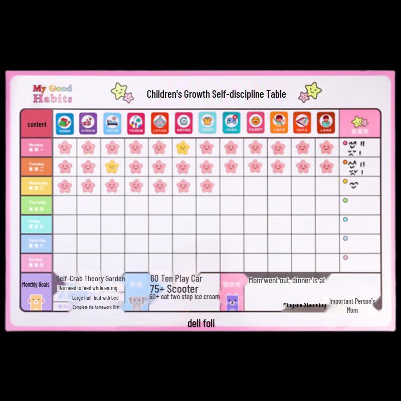 Deli Kids  Habit Tracker & Study Planner Soft Whiteboard