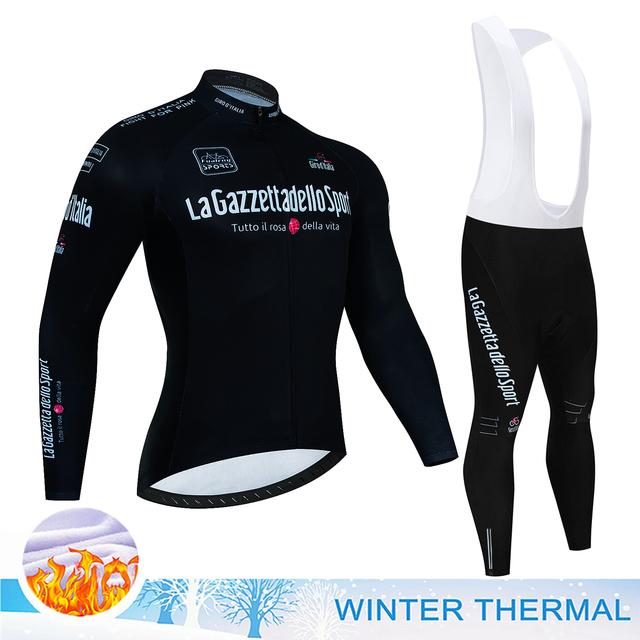 Tour Of Italy Warm Winter Thermal Fleece Cycling Jersey Sets Men Outdoor Riding Pants Set Cycling Clothing