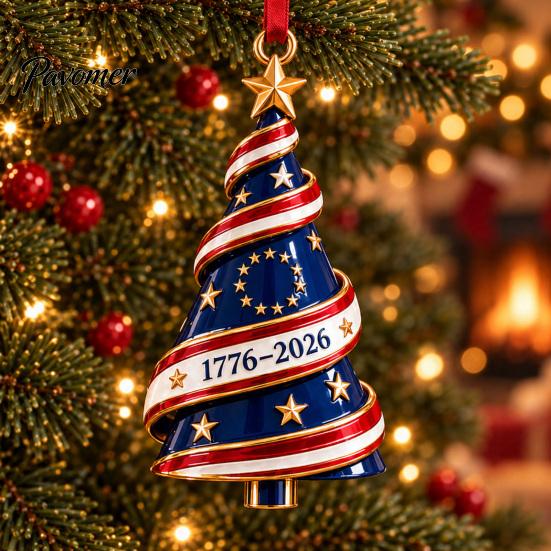 Festive Room Decorations Patriotic Christmas Tree Ornaments, Acrylic Holiday Pendant for Independence Day, Indoor Outdoor Hanging Decor Living Garden