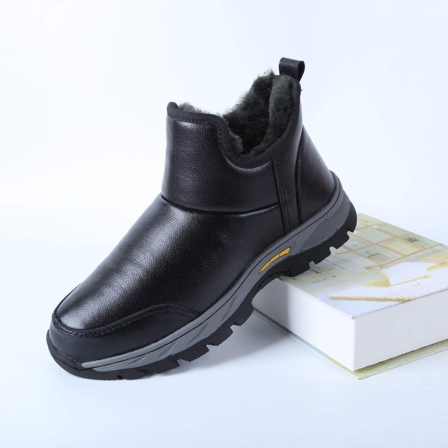 

Зимние теплые сноубутсы резиновые средней высоты челси шерстяные внутри нескользящие утолщенные мужские и женские хлопковые ботинки 44 yards