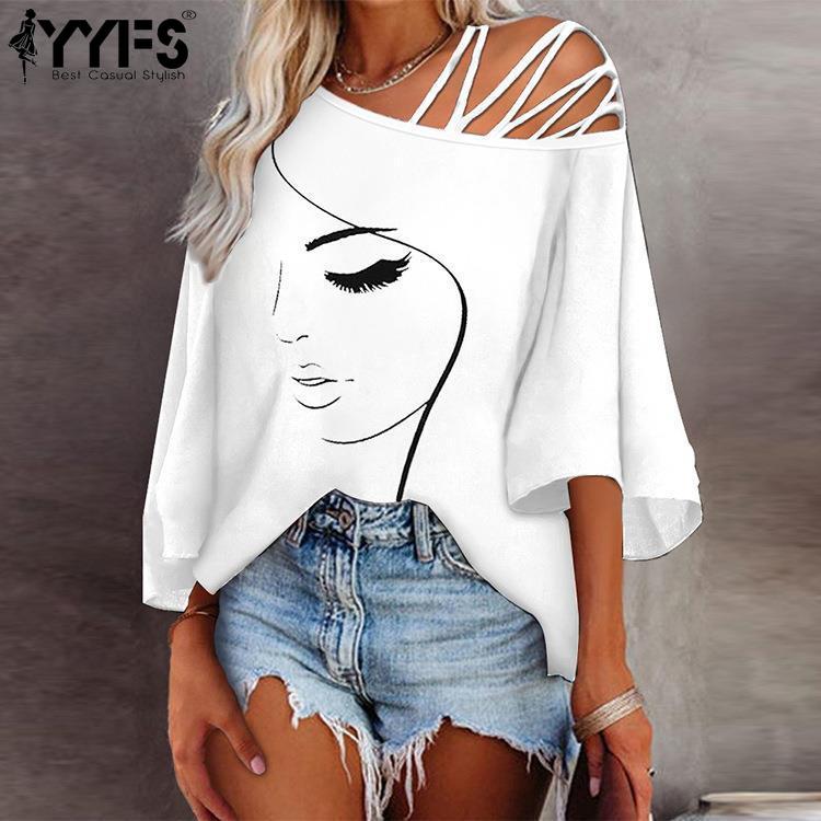 YYFS Women's Fashion Casual Summer Spring 1/2 Sleeves Oblique Collar Blouses & Shirts