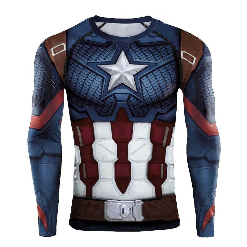 3D Printed Men's Long Sleeve T-shirt Superhero Tee Casual Loose Fitness Sports Tops Street Clothes