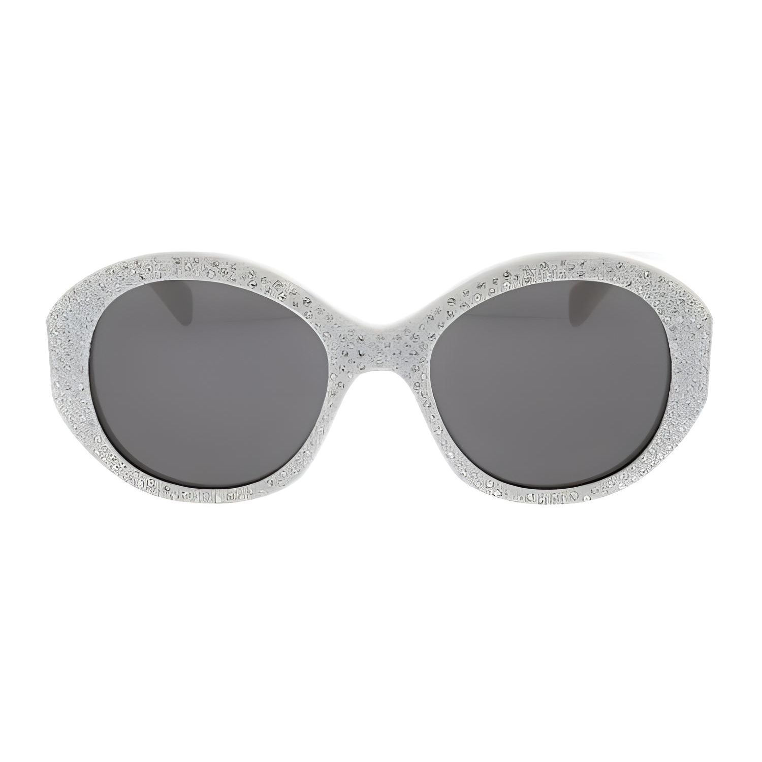 Celine Inlaid Design Acetate Oval Sunglasses Women sunglasses White CL4240IS25A 53,White