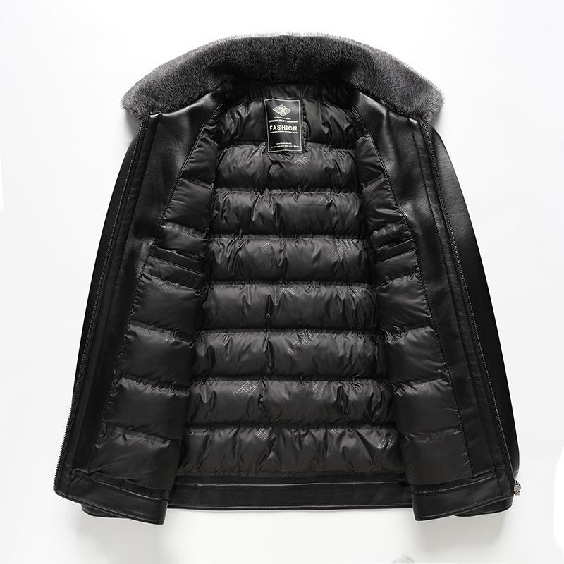 Winter Faux Leather Motorcycle Jackets for Men Warm Quilted Bomber Jacket Vintage Coats Outwear Men's Casual PU Leather Work Outwear Jacket