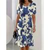 Summer Short Sleeved Dress 3D Floral Print Retro Dress Bohemian Dress Plus Size