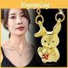 Charming Titanium Steel Money Rabbit Pendant Necklace For Women Gift In Gold