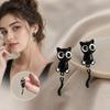 Sweet Black Cat Drop Earrings Alloy Light Luxury Earrings Black Kitten Earrings  For Girl Women