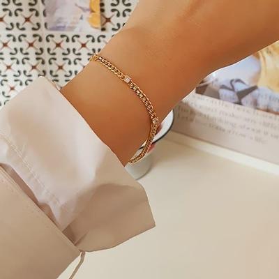 Women's (15K Gold Plated) Idu Chain Bracelet (Cubic Point)