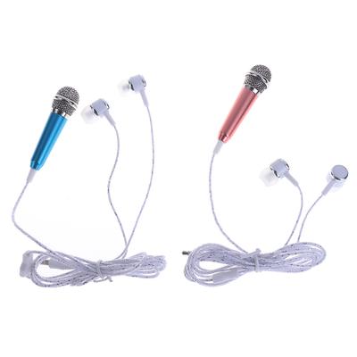 3.5Mm Stereo Studio Mic Ktv Karaoke Mini Microphone With Earphones/Stand Mount