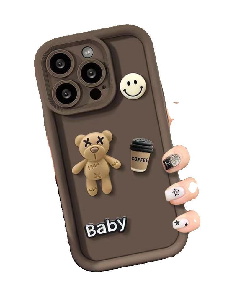 Tide Brand Is Suitable for Samsung A35 Mobile Phone Case S24Plus Smiley Face Letter Bear A56 A16 Three-dimensional Cartoon