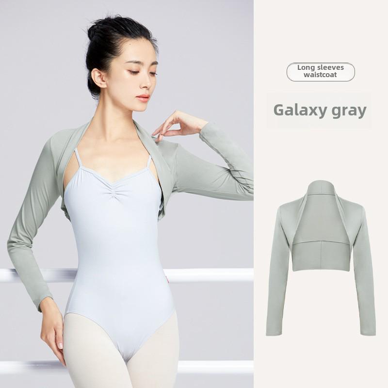 Ballettkleidung für Damen: Modales Langarm-Cape-Top mit Weste und Schulterschutz