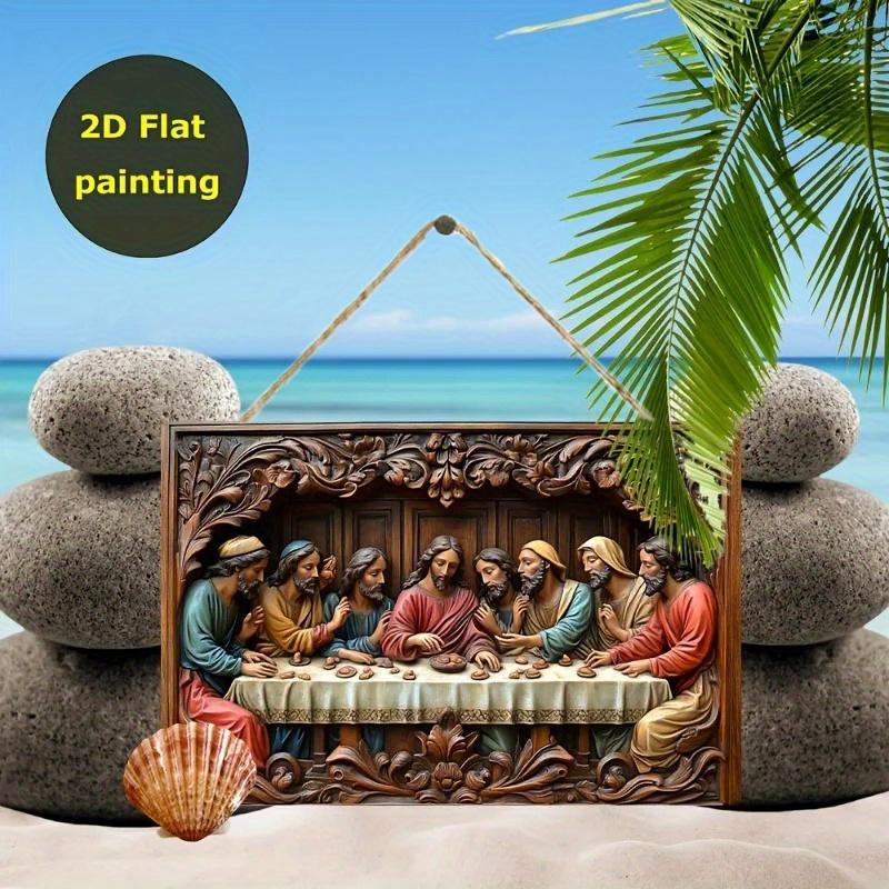 

2D плоская деревянная вывеска 30*20 см винтажная Тайная вечеря тема Иисуса Христа деревянная настенная художественная табличка - церковный декор, кафе настенное искусство декоративный знак 30*20cm