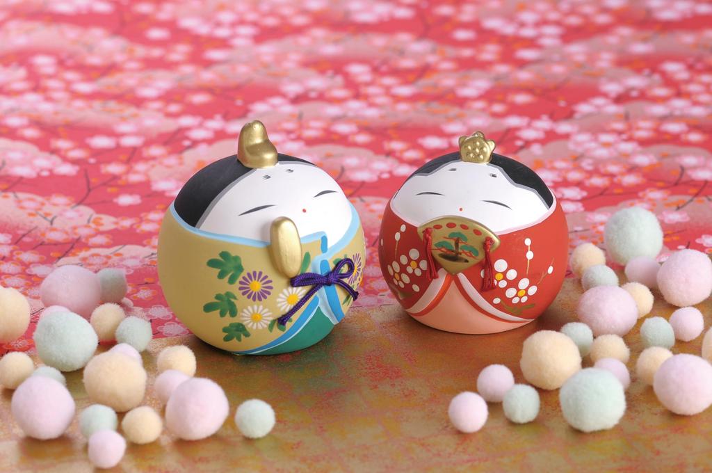 Hina Dolls Sakura Hina Hana Maro Hina Flat Display Emperor and Empress Dolls Compact Hina Matsuri Peach Festival Interior SA-285