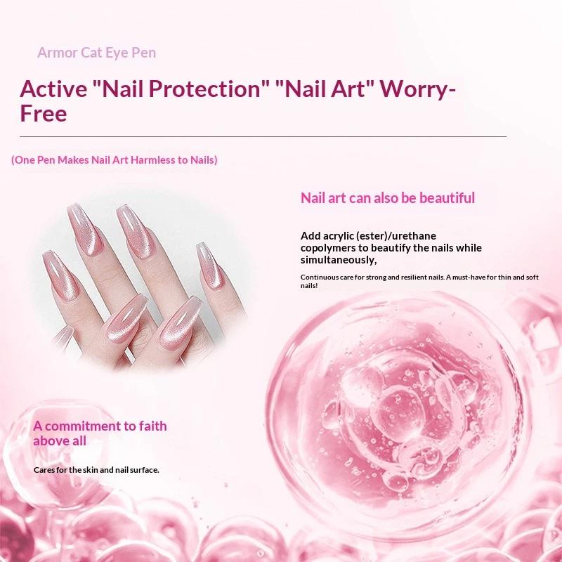 Lazy Cat Eye Nail Art Gel Pen No Streaks Even Coverage 1Pcs with Magnetic Ball for Nail Art Creation
