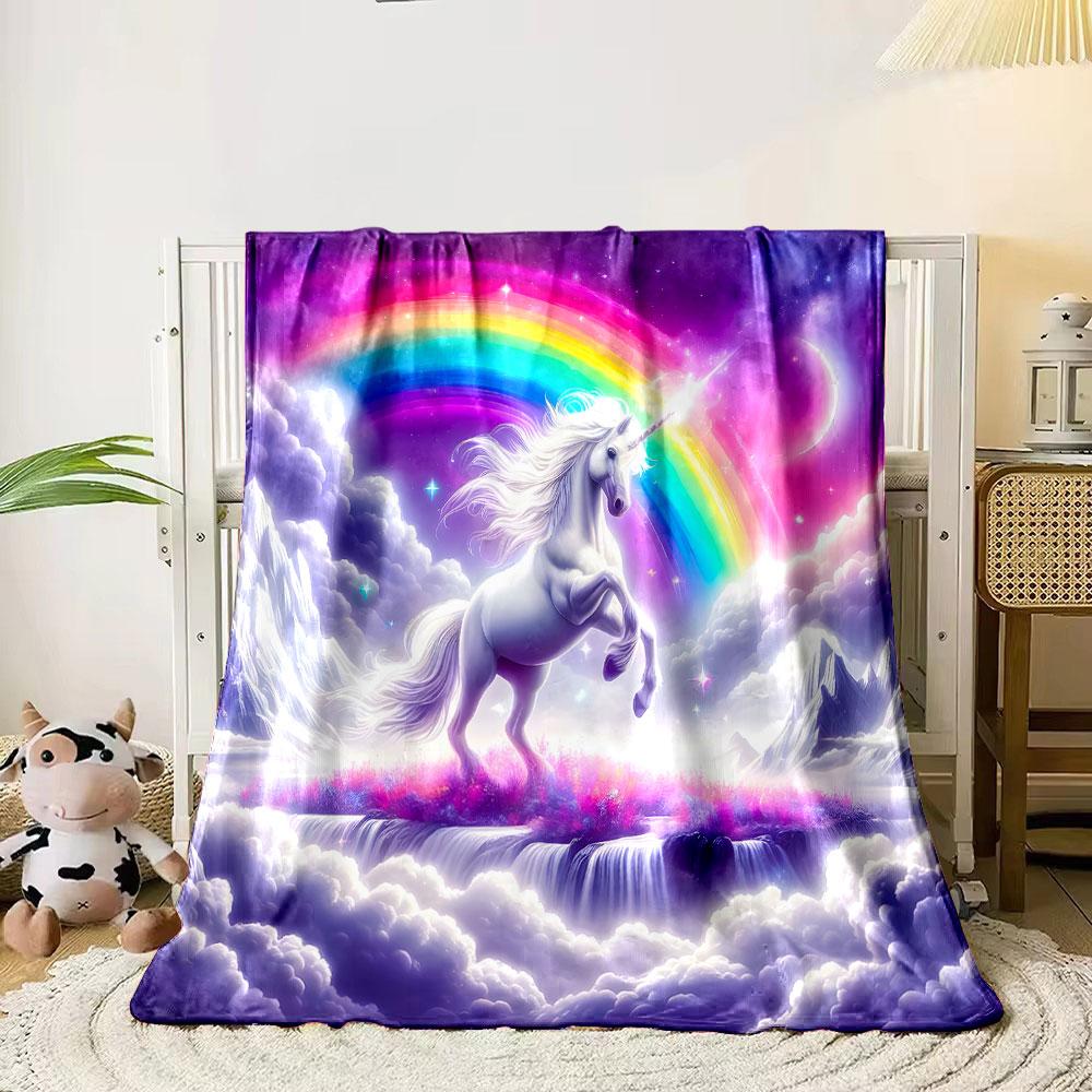 Majestic Unicorn and Rainbow Fantasy print blanket soft and cozy perfect for the living room bed sofa or a nap,gift