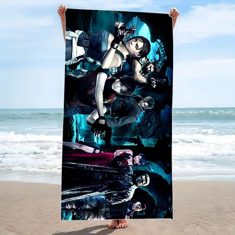 Evil Zombie Game Print Beach Towel, Large Soft Quick Dry Towel for Beach Camping Swimming