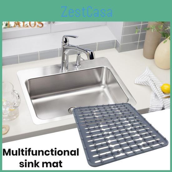 Mat Silicone Multifunctional Antislip Sink Insulating And Draining Kitchen Pad For Effective Sink Protection