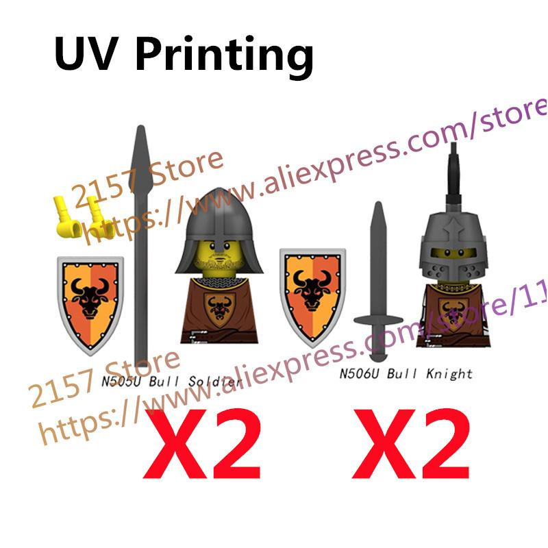 MOC Medieval Figure Building Block Castle Templar Knights Armor Militia Soldiers Gunners Shield Helmet Assembling Brick Toys S26