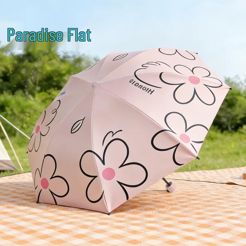 Paradise Umbrella Black Glue UV Protection Floral Sun Umbrella